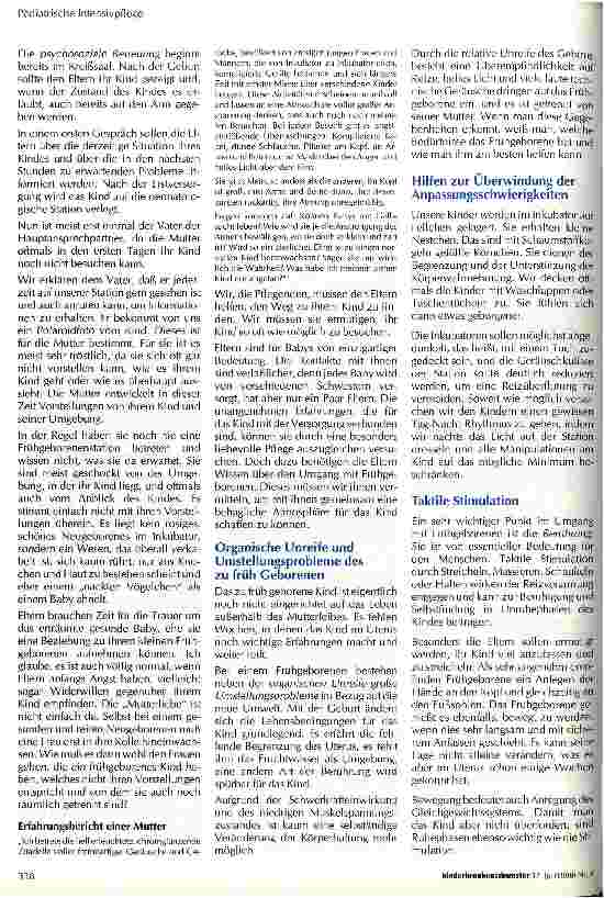 Vorschauseite 2: Frühgeborene und deren Eltern Integration der Eltern in die Neugeborenen-Intensivpflegestation