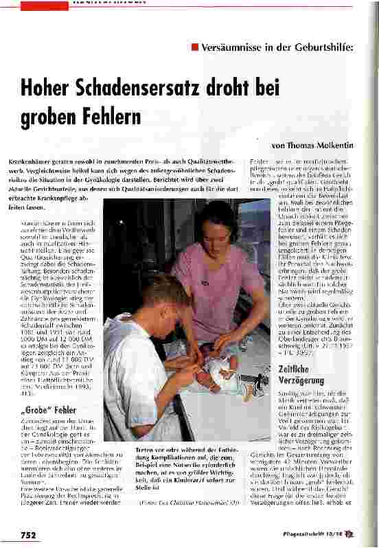Vorschauseite 1: Hoher Schadenersatz droht bei groben Fehlern Versäumnisse in der Geburtshilfe