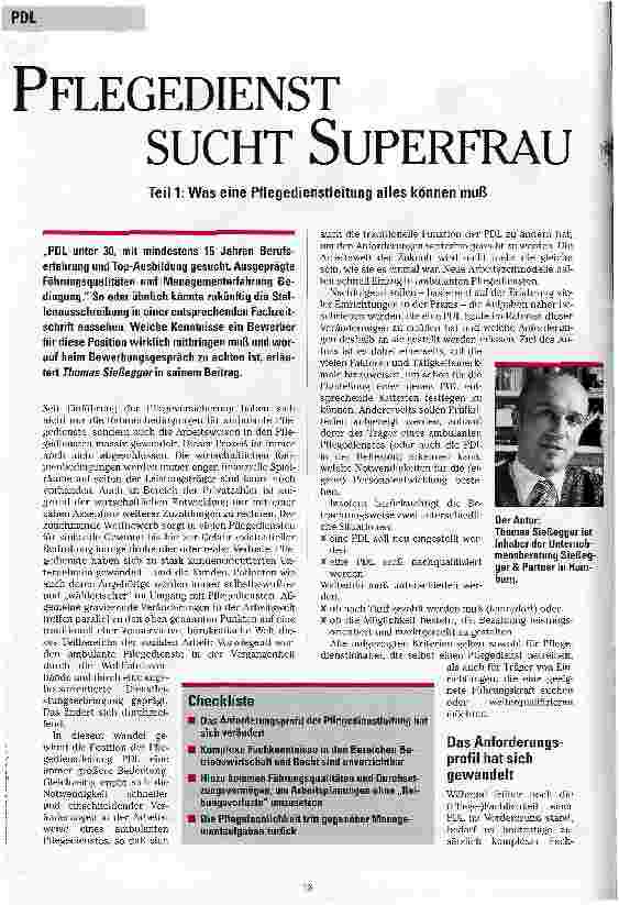 Vorschauseite 1: Pflegedienst sucht Superfrau Teil 1: Was eine Pflegedienstleitung alles können muß