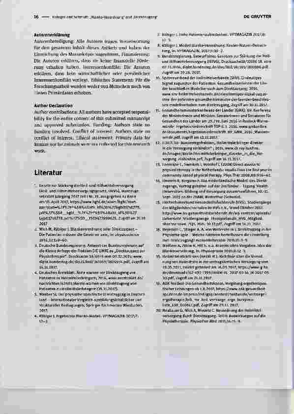Vorschauseite 3: Blanko-Verordnung und Direktzugang zwei Wege zu mehr Entscheidungsautonomie für die therapeutischen Gesundheitsfachberufe