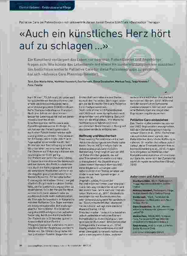 Vorschauseite 1: «Auch ein künstliches Herz hört auf zu schlagen...»