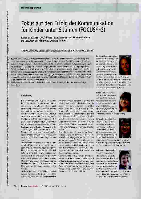 Vorschauseite 1: Fokus auf den Erfolg der Kommunikation für Kinder unter 6 Jahren (FOCUS®-G)
