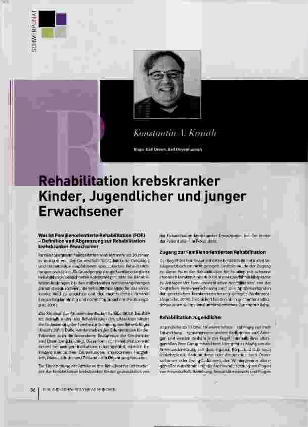 Vorschauseite 1: Rehabilitation krebskranker Kinder, Jugendlicher und junger Erwachsener