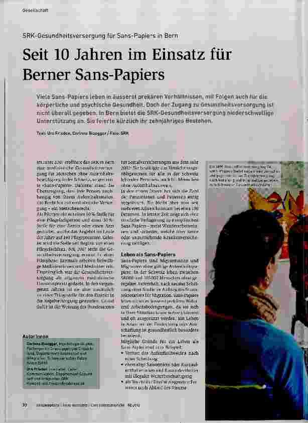 Vorschauseite 1: Seit 10 Jahren im Einsatz für Berner Sans-Papiers