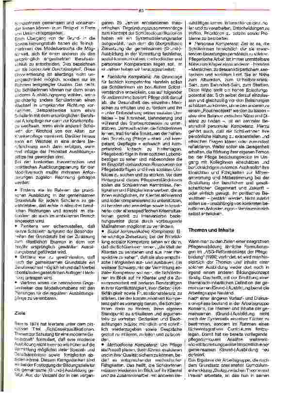 Vorschauseite 2: Ein erster Modellversuch in Deutschland Gemeinsame Ausbildung in der Alten-, Kinderkrankenund Krankenpflege