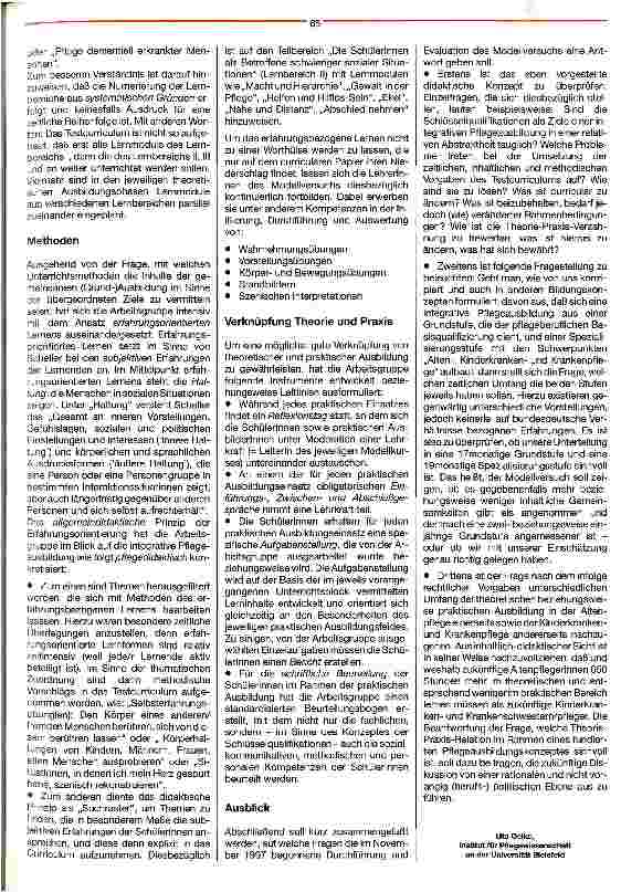 Vorschauseite 4: Ein erster Modellversuch in Deutschland Gemeinsame Ausbildung in der Alten-, Kinderkrankenund Krankenpflege