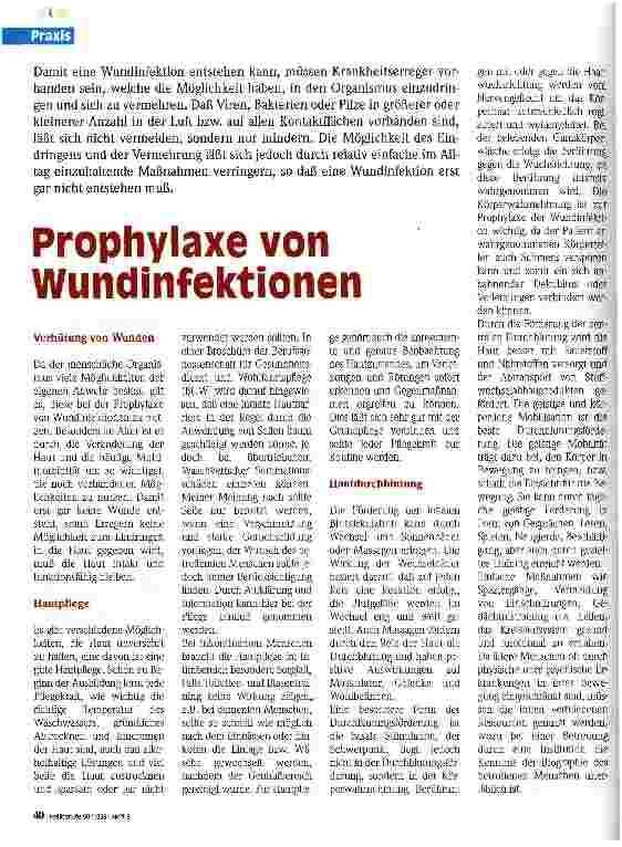 Vorschauseite 1: Prophylaxe von Wundinfektionen