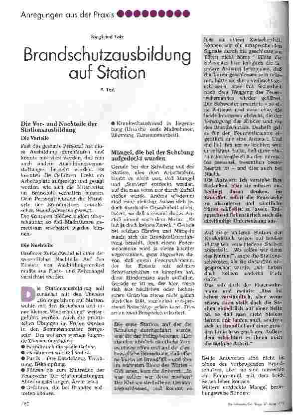 Vorschauseite 1: Brandschutzausbildung auf Station (Teil 2)