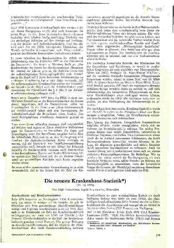 Vorschauseite 1: Die neueste Krankenhaus-Statistik vom 31.12.1976