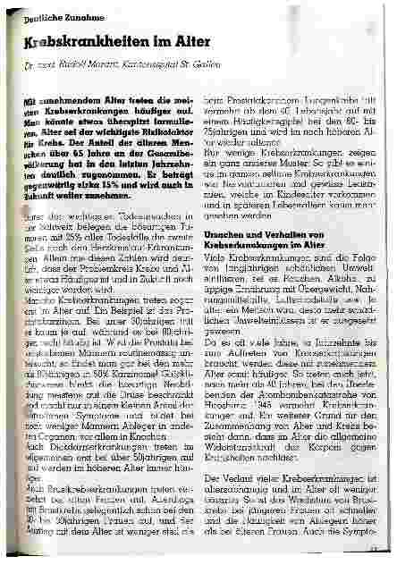 Vorschauseite 1: Krebskrankheiten im Alter Deutliche Zunahme