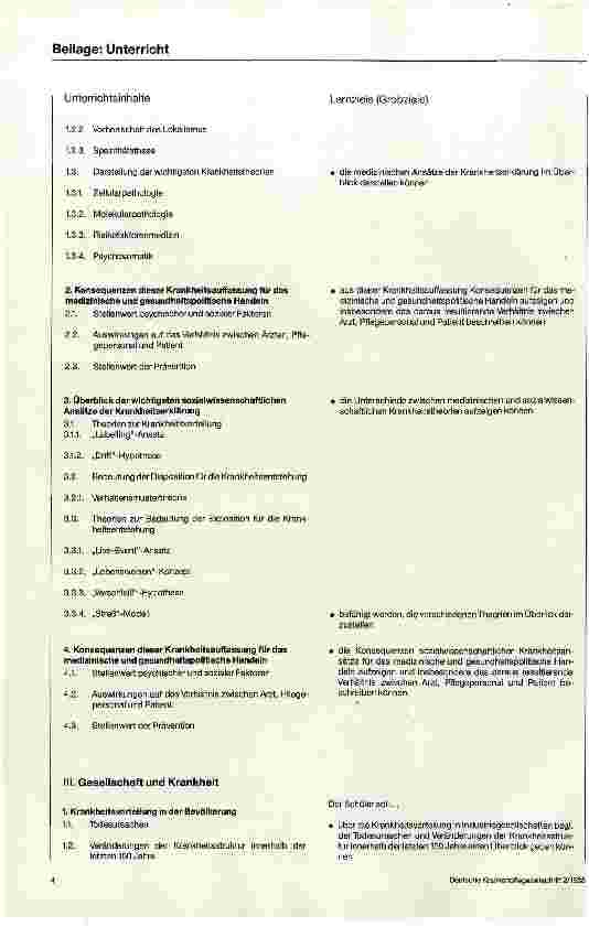 Vorschauseite 4: Unterrichtskonzept zum Fach Sozialmedizin