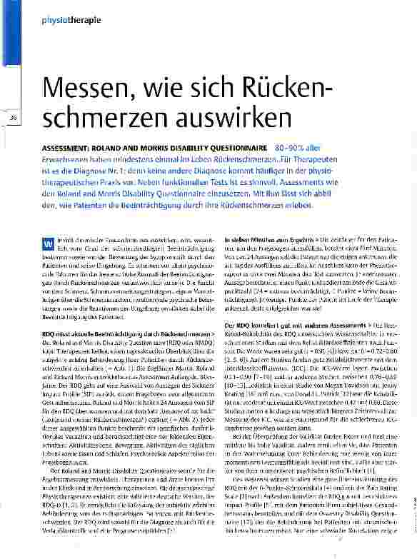 Vorschauseite 1: Messen, wie sich Rückenschmerzen auswirken