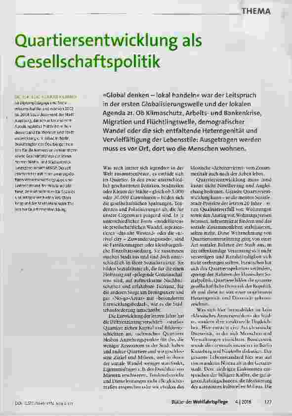 Vorschauseite 1: Quartiersentwicklung als Gesellschaftspolitik