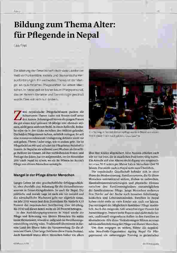 Vorschauseite 1: Bildung zum Thema Alter; für Pflegende in Nepal