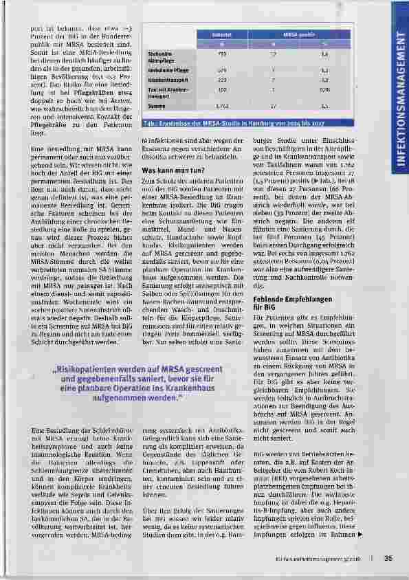 Vorschauseite 2: Berufsrisiko Infektion