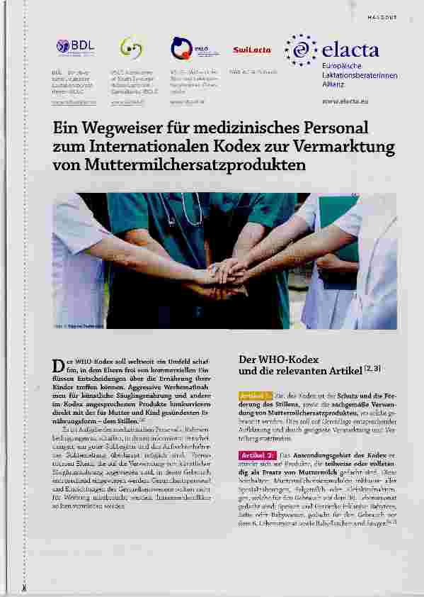 Vorschauseite 1: Ein Wegweiser für medizinisches Personal zum Internationalen Kodex zur Vermarktung von Muttermüchersatzprodukten