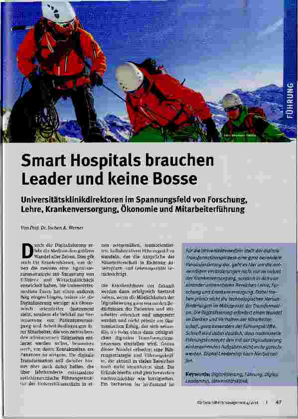 Vorschauseite 1: Smart Hospitals brauchen Leader und keine Bosse
