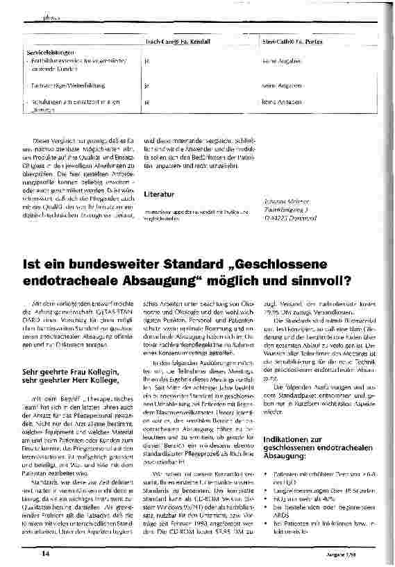 Vorschauseite 3: Anforderungen an geschlossene endotracheale Absaugsysteme - Versuch eines Vergleichs