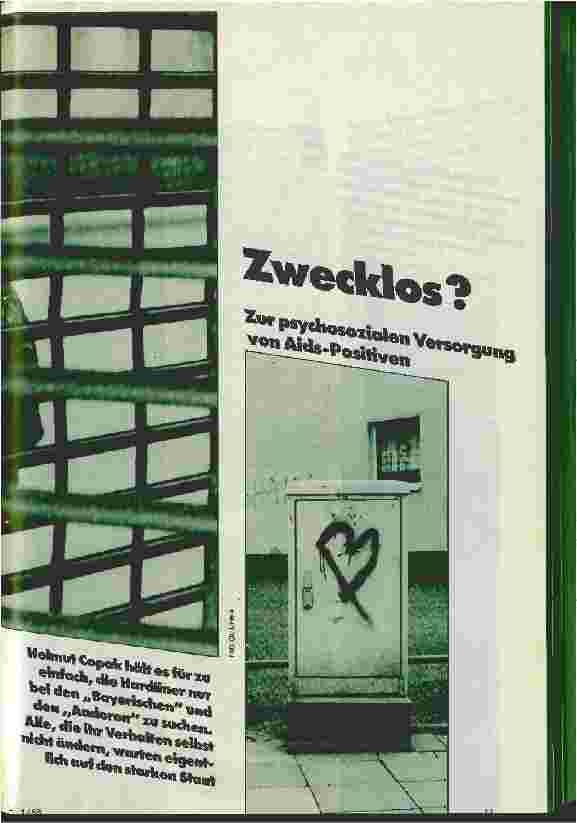 Vorschauseite 2: Zwecklos? Zur psychosozialen Versorgung von AIDS-Positiven