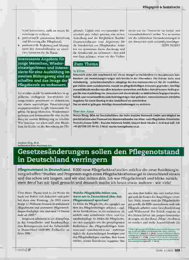 Vorschauseite 2: Akuter Pflegekräftemangel in der Altenarbeit