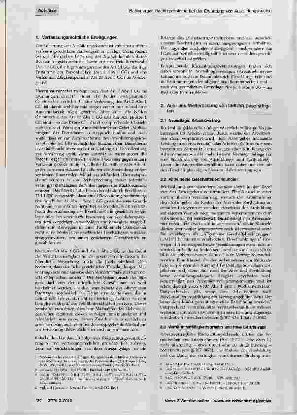 Vorschauseite 2: Rechtsprobleme bei der Erstattung von Ausbildungskosten