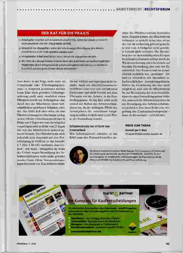 Vorschauseite 2: Keine Urlaubsabgeltung im laufenden Arbeitsverhältnis