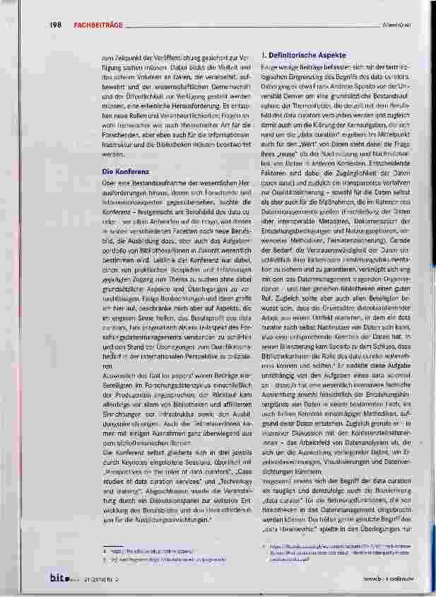Vorschauseite 2: „Data Curation“ als Leitbegriff für eine neue Facette im bibliothekarischen Berufsbild