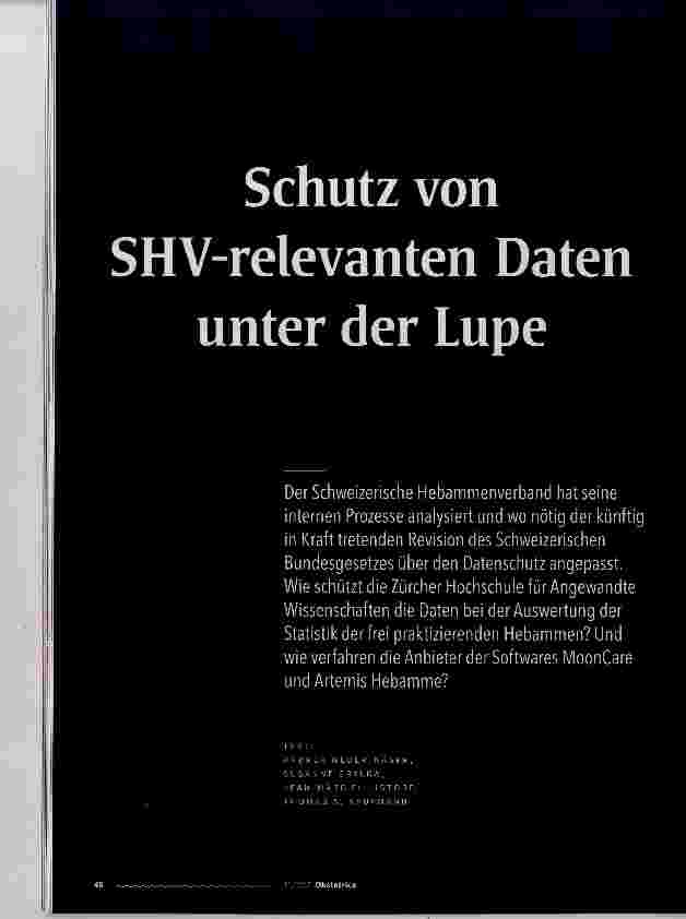 Vorschauseite 1: Schutz von SHV-relevanten Daten unter der Lupe