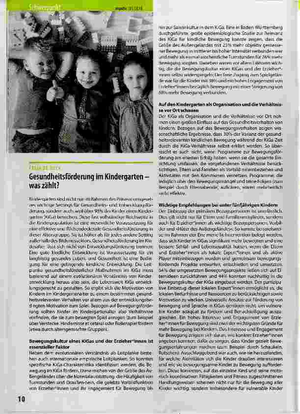 Vorschauseite 1: Gesundheitsförderung im Kindergarten - was zählt?