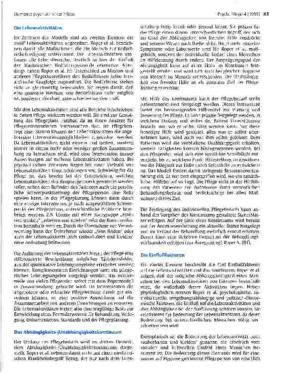 Vorschauseite 2: Elemente psychiatrischer Pflege Das Modell der Pflege von Roper, Logan und Tierney