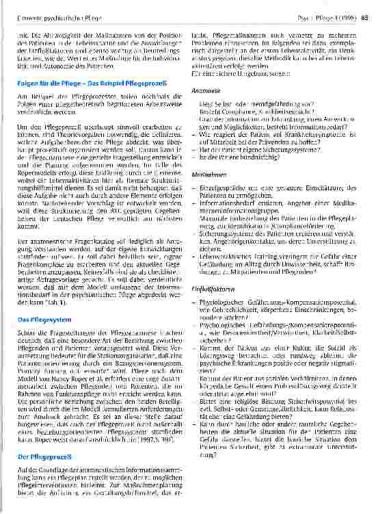 Vorschauseite 4: Elemente psychiatrischer Pflege Das Modell der Pflege von Roper, Logan und Tierney