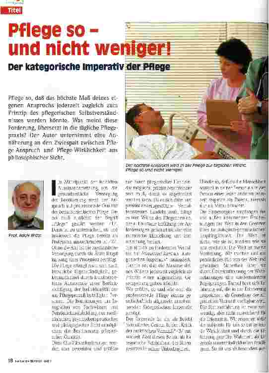 Vorschauseite 1: Pflege so - und nicht weniger! Der kategorische Imperativ der Pflege