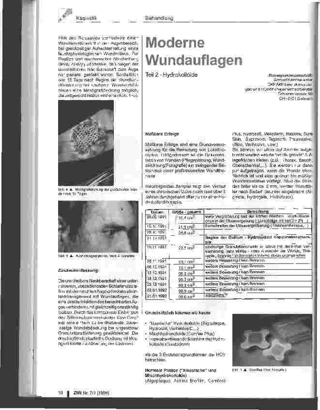 Vorschauseite 1: Moderne Wundauflagen (Teil 2) Hydrokolloide