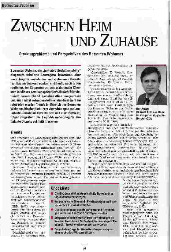 Vorschauseite 1: Zwischen Heim und Zuhause Strukturprobleme und Perspektiven des Betreuten Wohnens