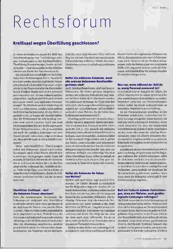 Vorschauseite 1: Kreißsaal wegen Überfüllung geschlossen?