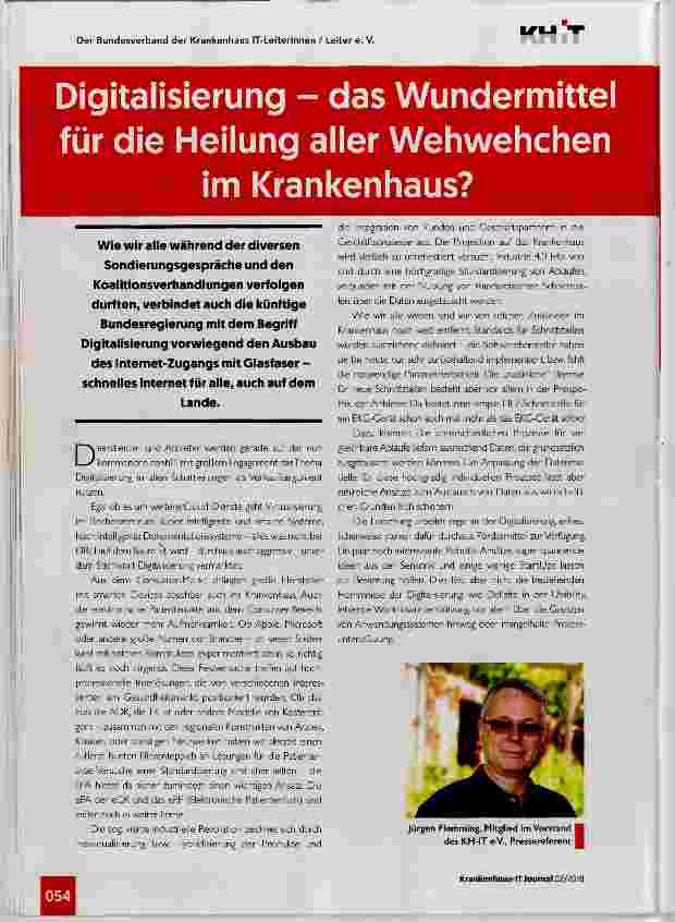 Vorschauseite 1: Digitalisierung das Wundermittel für die Heilung aller Wehwehchenim Krankenhaus?