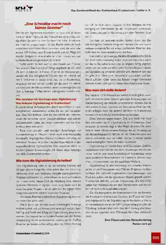 Vorschauseite 2: Digitalisierung das Wundermittel für die Heilung aller Wehwehchenim Krankenhaus?