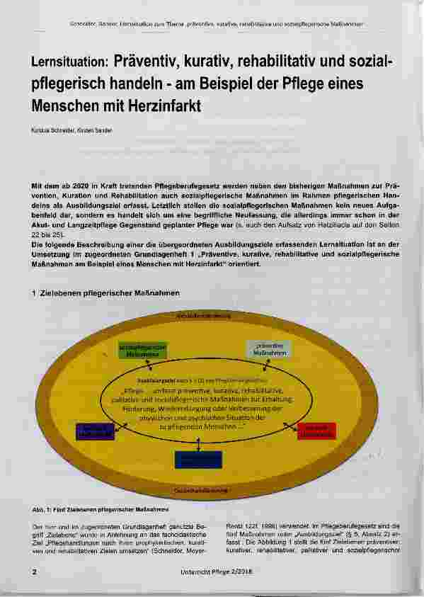 Vorschauseite 1: Lernsituation: Präventiv, kurativ, rehabiiitativ und soziaipflegerisch handein am Beispiel der Pflege eines Menschen mit Herzinfarkt