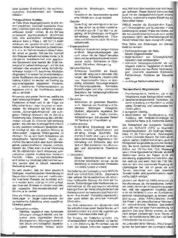 Vorschauseite 2: Genese und Therapie psychosomatischer Krankheiten 4. Folge: Magen-Darm-Krankheiten