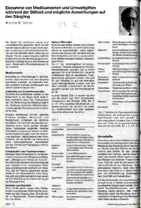 Vorschauseite 1: Einnahme von Medikamenten und Umweltgiften während der Stillzeit und mögliche Auswirkungen auf den Säugling