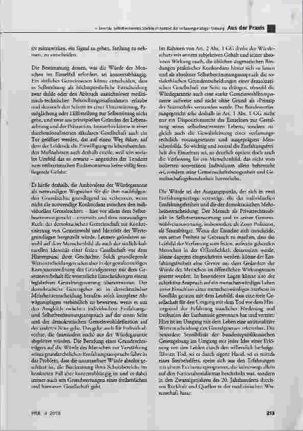 Vorschauseite 3: Selbstbestimmtes Sterben im Kontext der verfassungsmäßigen Ordnung