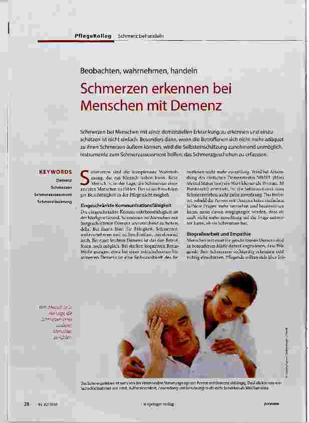 Vorschauseite 1: Schmerzen erkennen bei Menschen mit Demenz