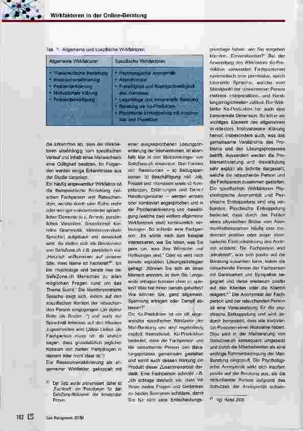 Vorschauseite 3: Wirkfaktoren in der Online-Beratung am Beispiel des Portals SafeZone.ch