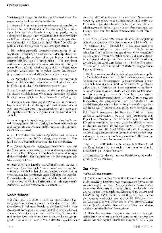 Vorschauseite 2: Erfordernis der räumlichen Nähe bei Zulassung von Krankenhausapotheken ist trotz Einschränkung innergemeinschaftlicher Warenfreiheit zulässig