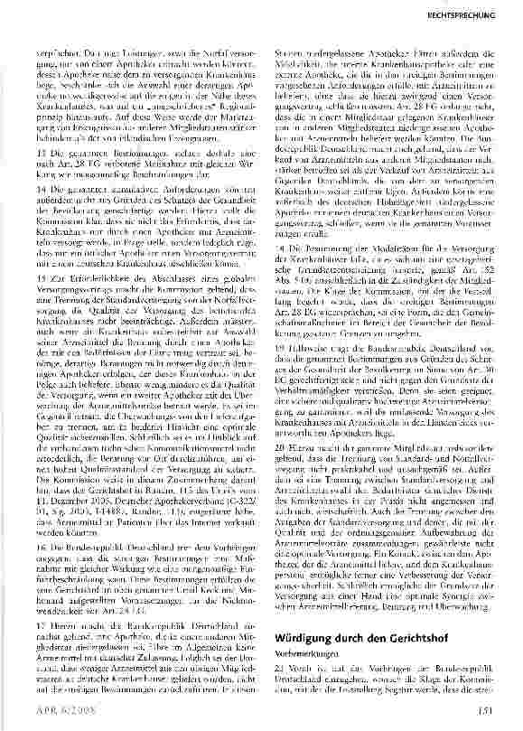 Vorschauseite 3: Erfordernis der räumlichen Nähe bei Zulassung von Krankenhausapotheken ist trotz Einschränkung innergemeinschaftlicher Warenfreiheit zulässig