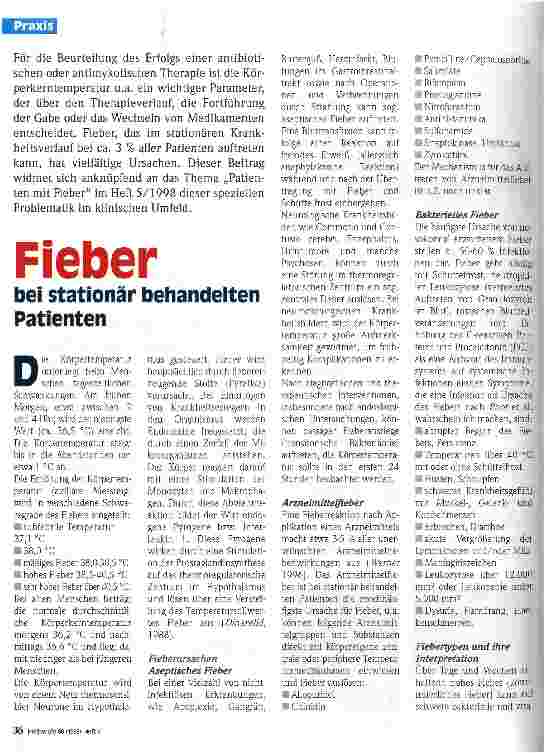 Vorschauseite 1: Fieber bei stationär behandelten Patienten