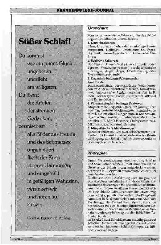 Vorschauseite 2: Pflegerische und psychologische Aspekte im Umgang mit schlafgestörten Patienten