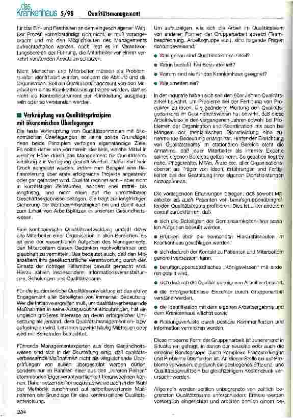 Vorschauseite 4: Kontinuierliche Qualitätsentwicklung im Gesundheitswesen BMG legt Wegweiser Qualitätsmanagement im Krankenhaus vor