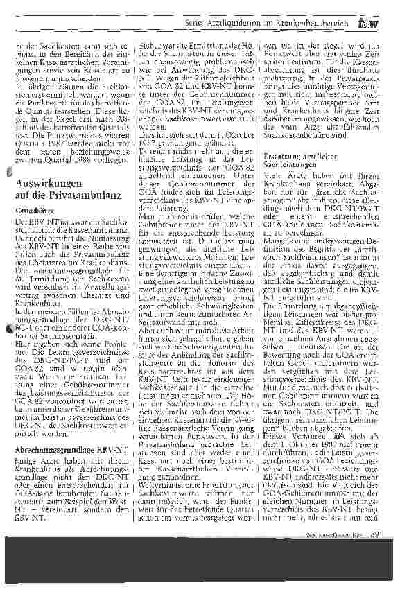 Vorschauseite 2: Neuer EBM // Auswirkungen auf die Sachkostenabrechnung in der Privatambulanz im Krankenhaus