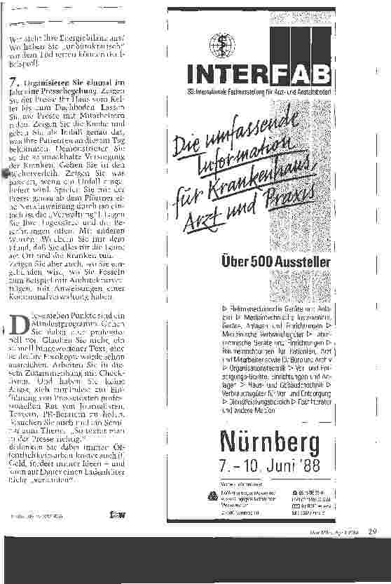 Vorschauseite 2: Sieben Tips zur Öffentlichkeitsarbeit im Krankenhaus Hauptsache der Name ist richtig geschrieben